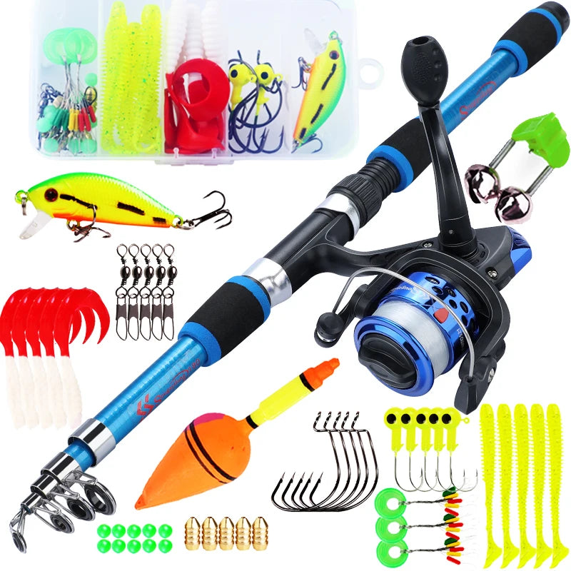 Sougayilang 1.8M Spinning Fishing Rod and Reel Combo 5.2:1 Telescopic Rod with 3BB Fishign Reel Max Drag 5kg Full Fishing Kit