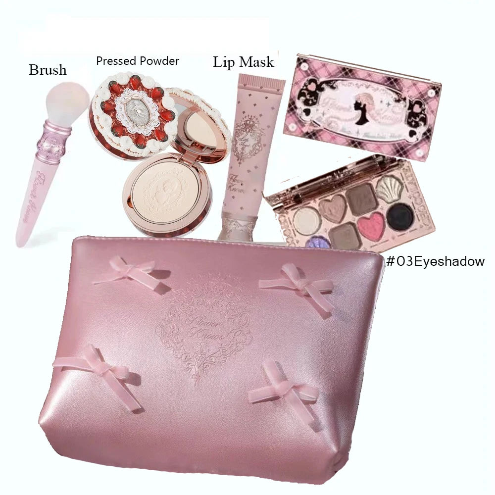 Flowerknows Makeup Set Gift Kit Shimmer Full Box Blush Long Lasting Velvet Lip Cream with Bag Kit De Maquiagem