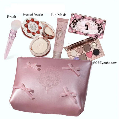 Flowerknows Makeup Set Gift Kit Shimmer Full Box Blush Long Lasting Velvet Lip Cream with Bag Kit De Maquiagem