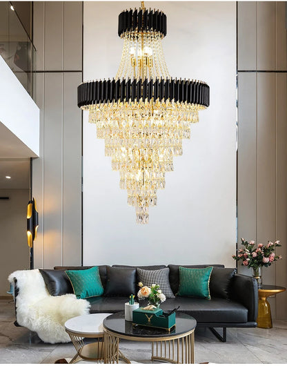 Luxury Crystal Chandeliers Home Villa Duplex  Attic Living Room Lighting Loft Decoration Indoor Pendant Lights Fixtures
