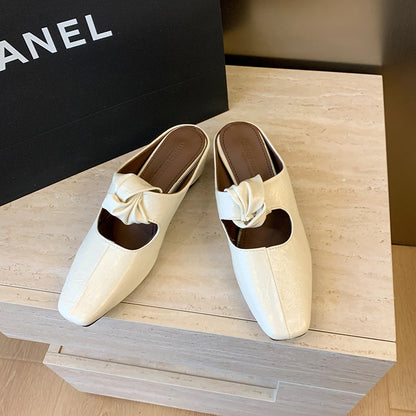 Women Heeled Sandals Slingback Mules Leather Shoes Summer Slippers 2026 Luxury Mary Jane Shoes Comfort Flip Flops Mujer Slides
