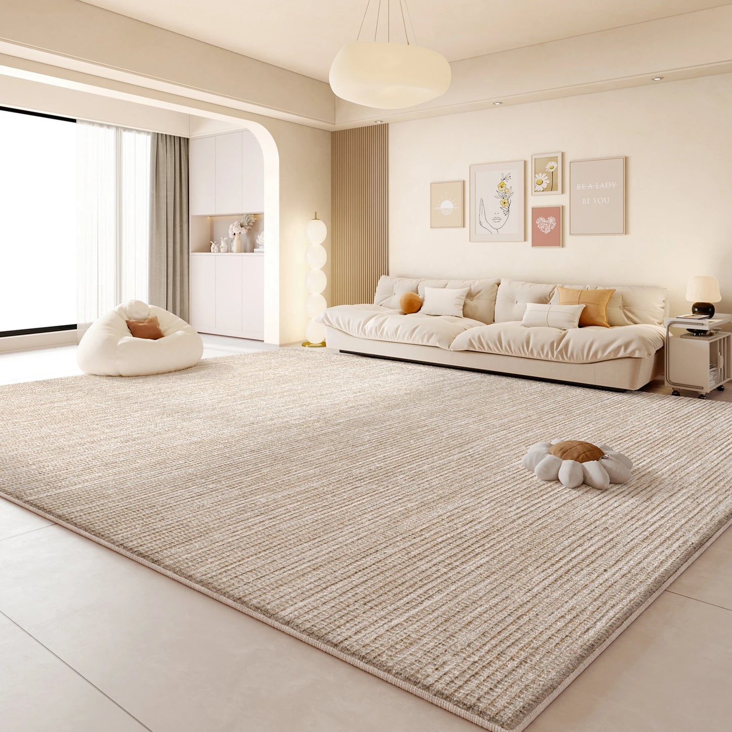 Cream Style Living Room Decoration Rug Light Luxury Rugs for Bedroom Fluffy Soft Cloakroom Carpet Household Washable Floor Mat