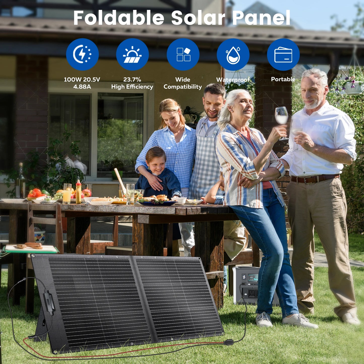 CTOLITY AP400 500W Solar Generator Portable Power Station Lifepo4 + SPC100-ETFE 100W ETFE Solar Panel Charger for Camping Power Bank Home