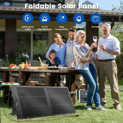 CTOLITY AP400 500W Solar Generator Portable Power Station Lifepo4 + SPC100-ETFE 100W ETFE Solar Panel Charger for Camping Power Bank Home