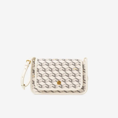 Luxury Monogram Messenger Bag Women Geometric Print 3D Cube Coated Canvas Crossbody Bag Classic Versatile Elegant Shoulder Bag