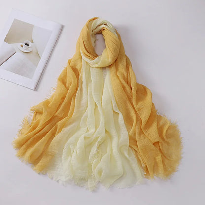 180*90cm Gradient Cotton Linen Women Muslim Hijab Scarf Woman Islamic Arab Shawl Wrap Head Scarves Ready To Wear Headscarf