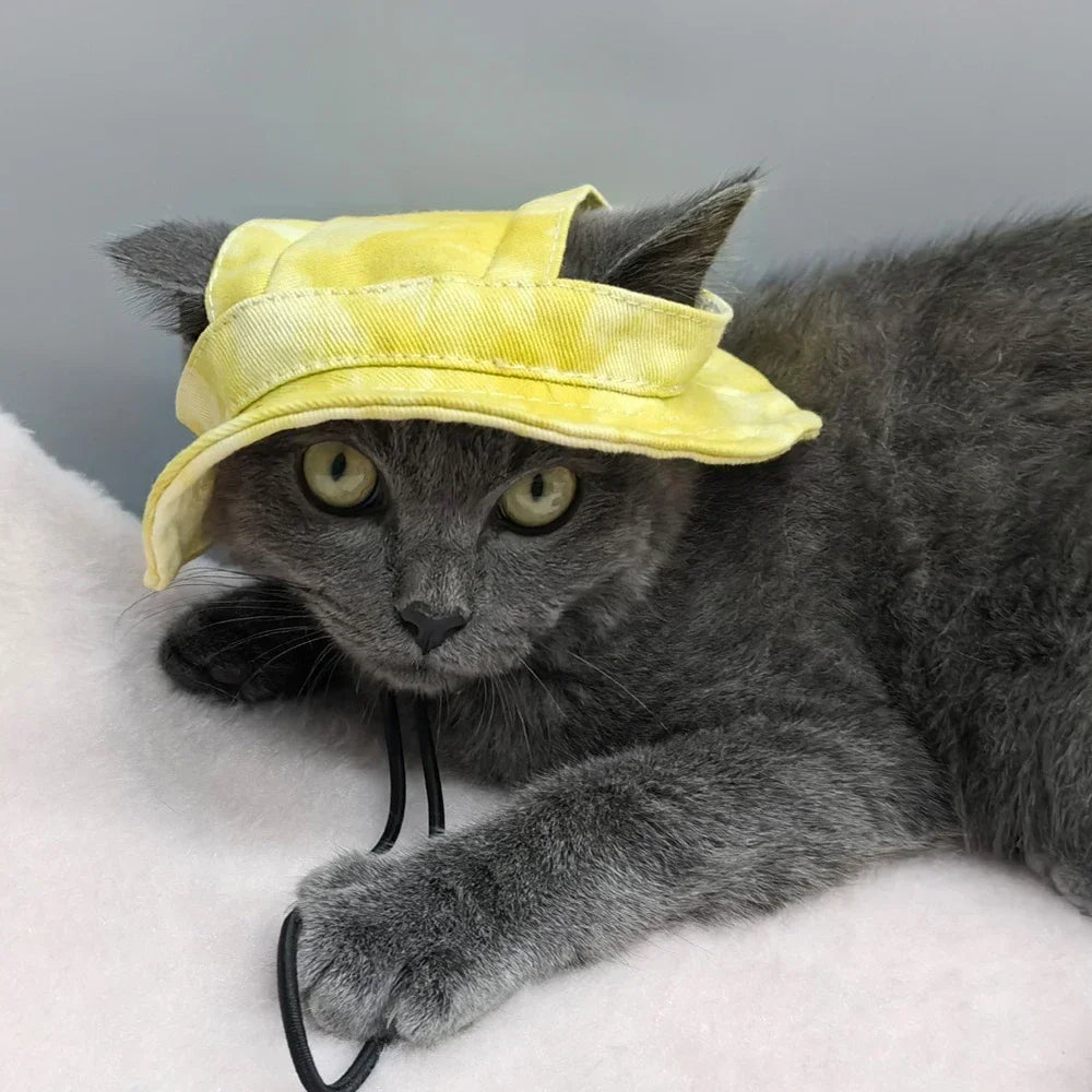 Pets Hat with Ear Holes Adjustable Baseball Cap for Medium Small Dogs Summer Dye Cats Sun Cap Pet Outdoor Hat Pet Supplies