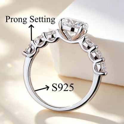 NKHOG 2CT Full Moissanite Ring Round Cut 5 Stones Side 925 Sterling Silver For Women Wedding Band Engagement Jewelry Gift Luxury