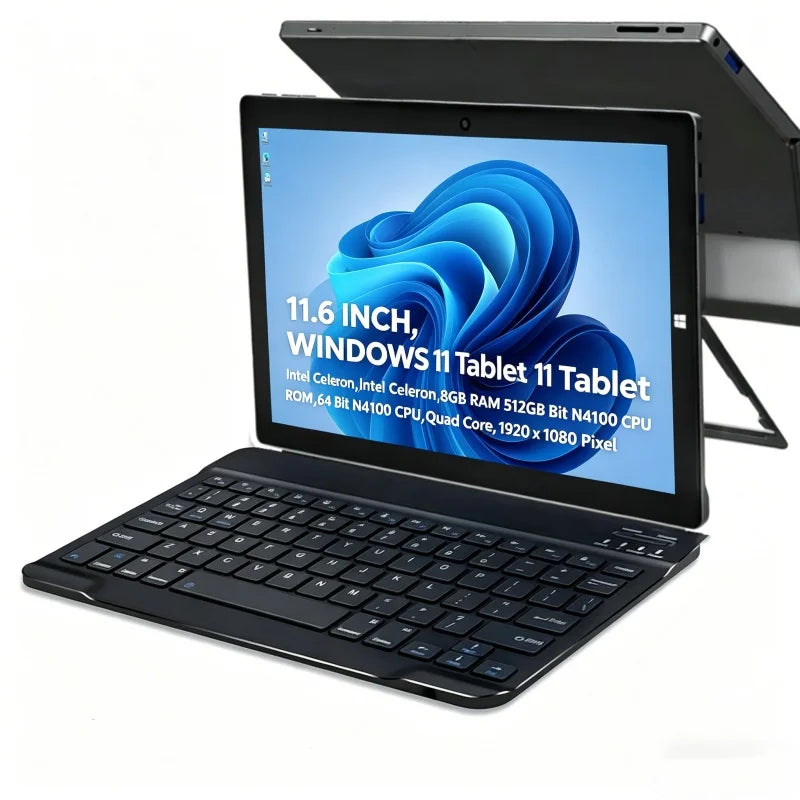 11.6 INCH WINDOWS 11 Tablet PC Pad1162 Intel Celeron 8GB RAM 512GB ROM 64 Bit N4100 CPU Quad Core WIFI HDMI-Com 1920 X 1080 Pix