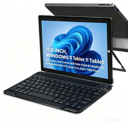 11.6 INCH WINDOWS 11 Tablet PC Pad1162 Intel Celeron 8GB RAM 512GB ROM 64 Bit N4100 CPU Quad Core WIFI HDMI-Com 1920 X 1080 Pix