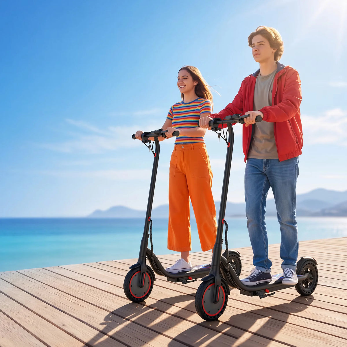 8.5'' Solid Tire Electric Scooter, 350W Powerful Motor & 19MPH Top Speed, 16 Miles Range, Lightweight E-Scooter with EABS & Drum Brake for Teens and Adults