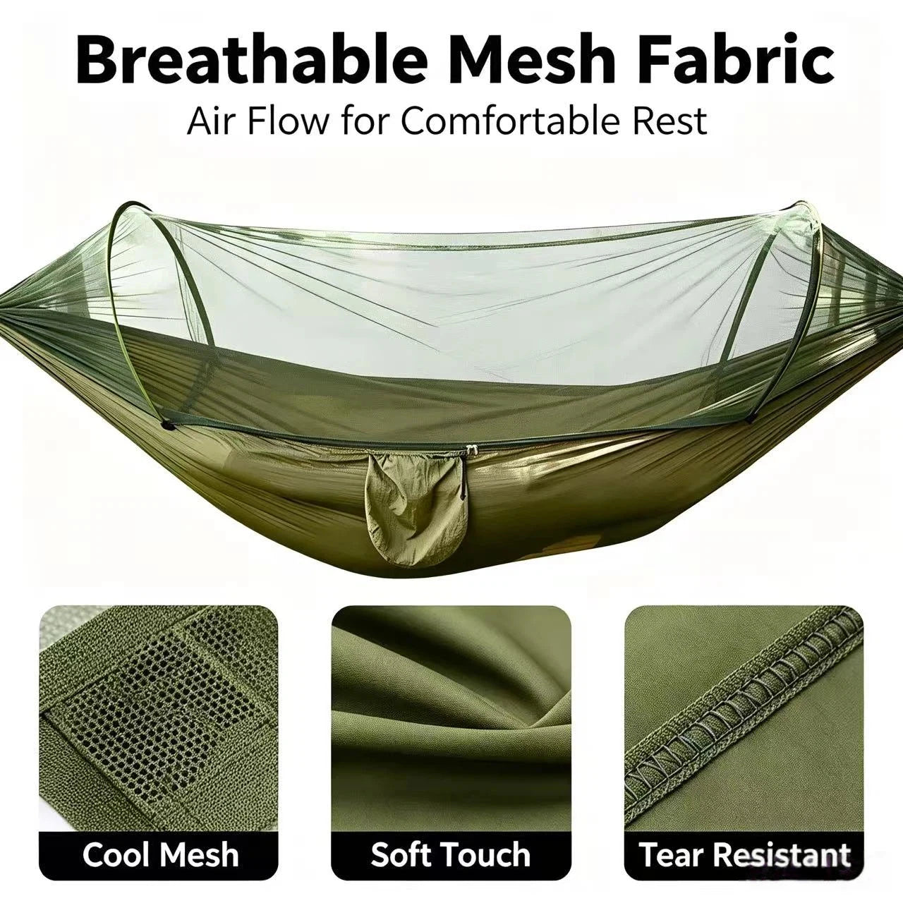 Outdoor Double Hammock with Mosquito Net Lightweight Portable Anti Bug Hammock Fast Install for Camping Hiking Travel Backyard