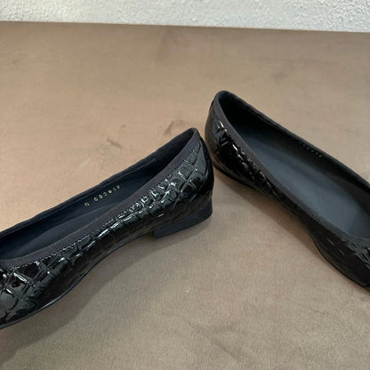 Luxury Brand Women's Slip-on Bow-accented  Low-heel Shoes Mary Janes Embossed Upper Patent Leather Versatile Casual Shoes