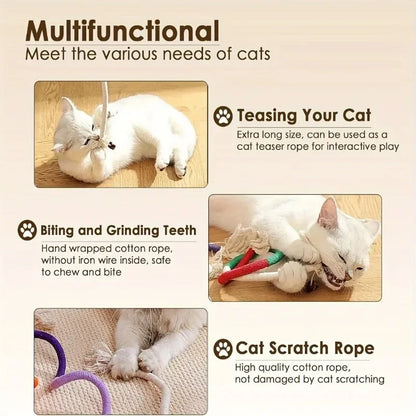 Cotton Cat Chew Toy for Teeth Cleaning Catnip Rope Toys for Indoor Cats Nibbling Exercise Interactive Cat Nip Teething Toys