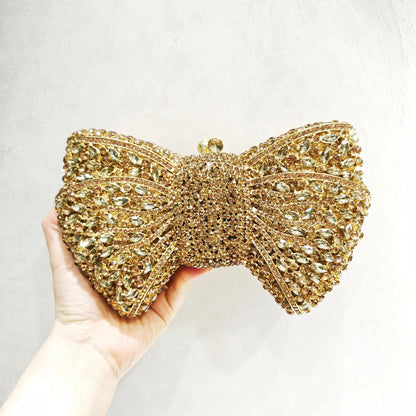 XIYUAN Silver White Rhinestone Evening Bag Muti-color Bow Diamond Clutches Wedding Party Purse Female Luxury Bridal Handbag Gift