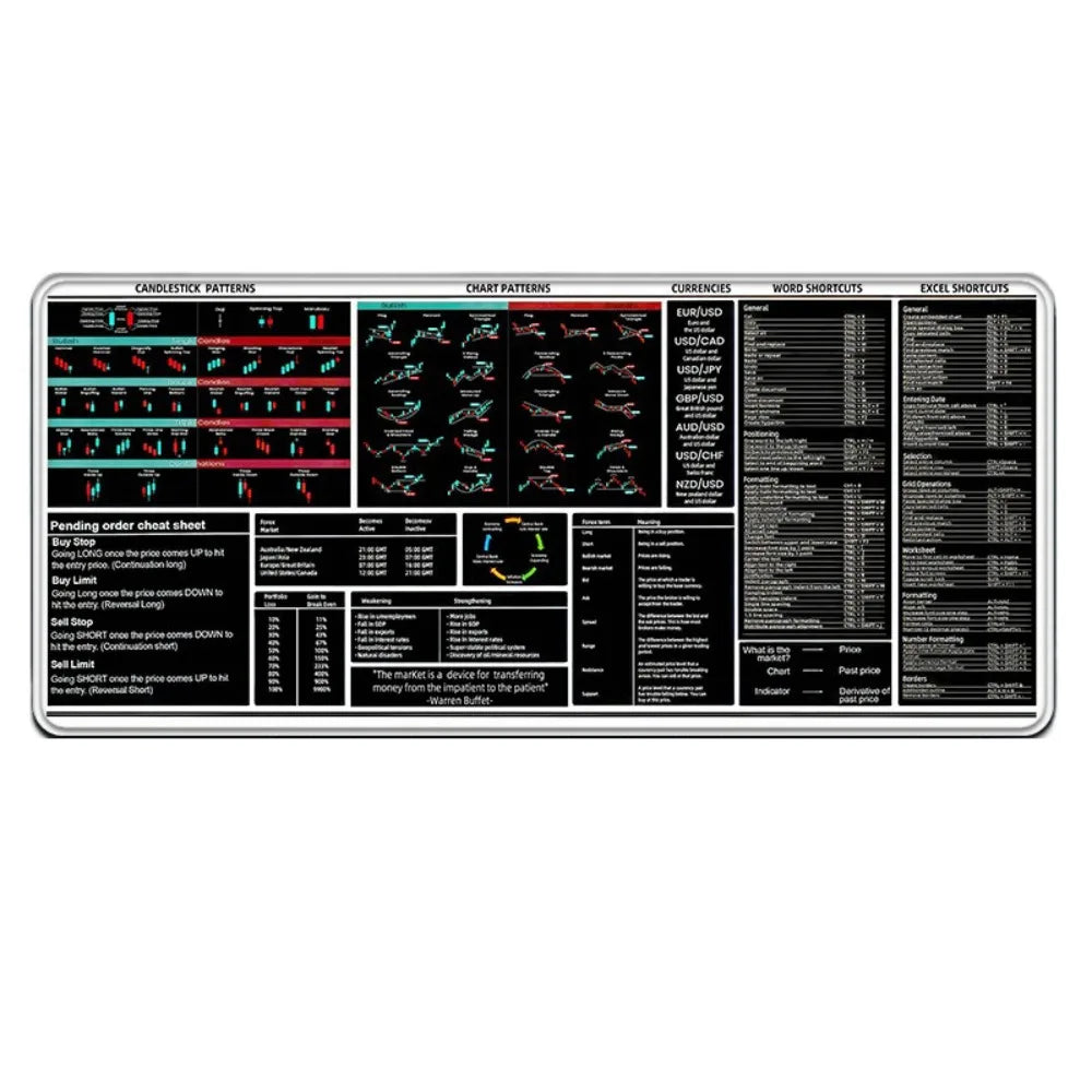 700X300mm Chart Pattern Mouse Pad Stock Market Chart Pattern Efficient Candlestick Pattern Art Mouse Pad Thickened Large Size