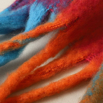 Winter Scarf Women Luxury Autumn Winter Cashmere Scarf Thickened Warm Shawl Classic Tassels Fluffy Scarf Plaid Color Soft Shawl