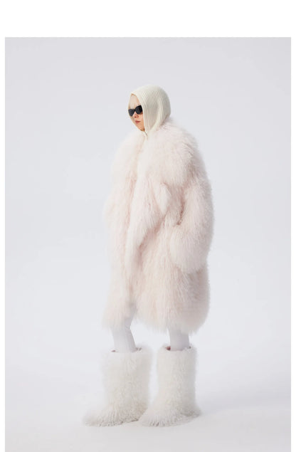 Lautaro Autumn Winter Long Oversized White Thick Warm Soft Faux Fur Coat Women Loose Stylish Luxury Fluffy Overcoat Streetwear
