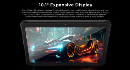 HOTWAV R8 IP68&IP69K Rugged Tablet 10800mAh Massive Battery Android 14 Pad 10.1'' HD+ Display 4GB RAM 128GB ROM/1TB Expansion 13MP +5MP Camera Global 4G Tablet PC
