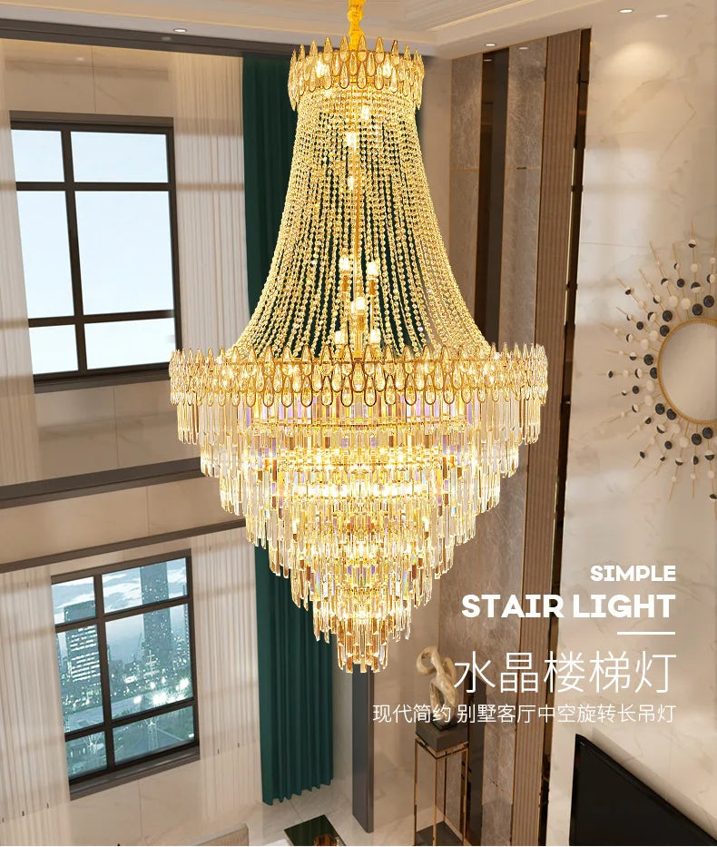 Nordic Modern Crystal Chandelier Wedding Hall Villa Hotel Hall Living Room Home Decoration Ceiling Light Luxurious Pendent Lamp