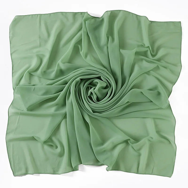 90*90CM Headwrap Heavy Chiffon Square Scarf Muslim Hijabs Women Underscarf Fashion Casual Plain Color Hijab