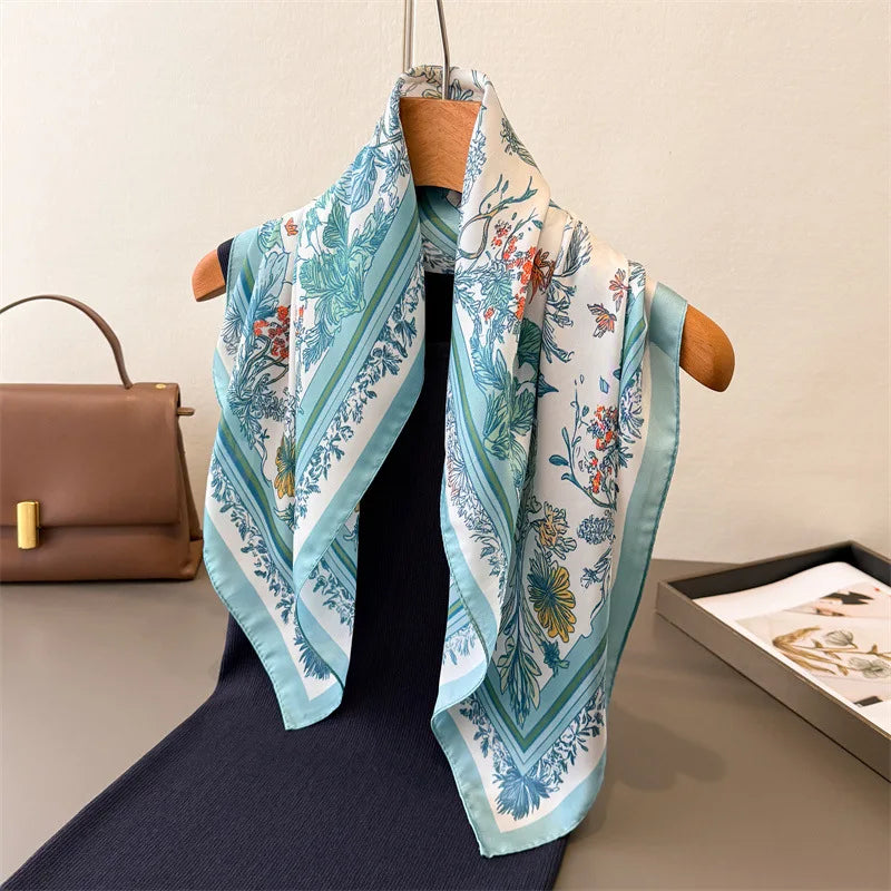 2025 New Paisley Print Silk Scarf for Women Square Hijab Soft Neck Tie Female Fashion Decoration Silk Headscarf 70*70cm Kerchief