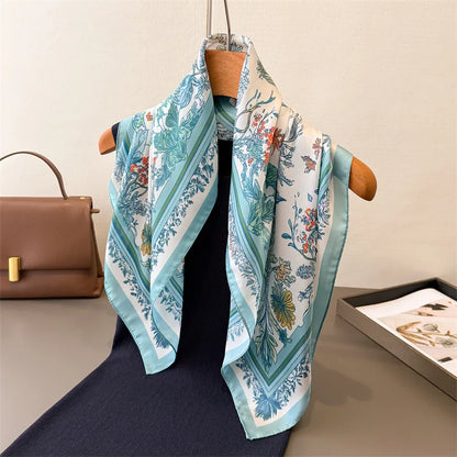 2025 New Paisley Print Silk Scarf for Women Square Hijab Soft Neck Tie Female Fashion Decoration Silk Headscarf 70*70cm Kerchief