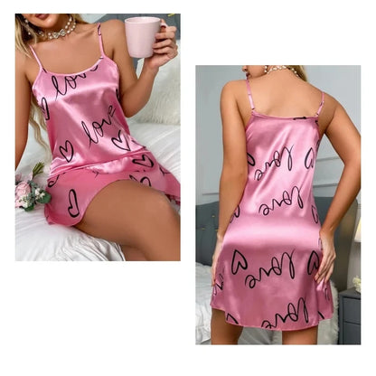 Summer Women Fashion Lace Sexy Sleeveless U-Neck Spaghetti Strap Lingerie Sain Sleepwear Comfortable Nightwear Home Clothes