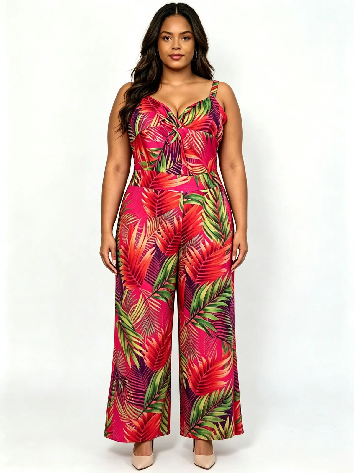 Plus Size Fashional Floral Print Bohemian Strappy Jumpsuit For Women