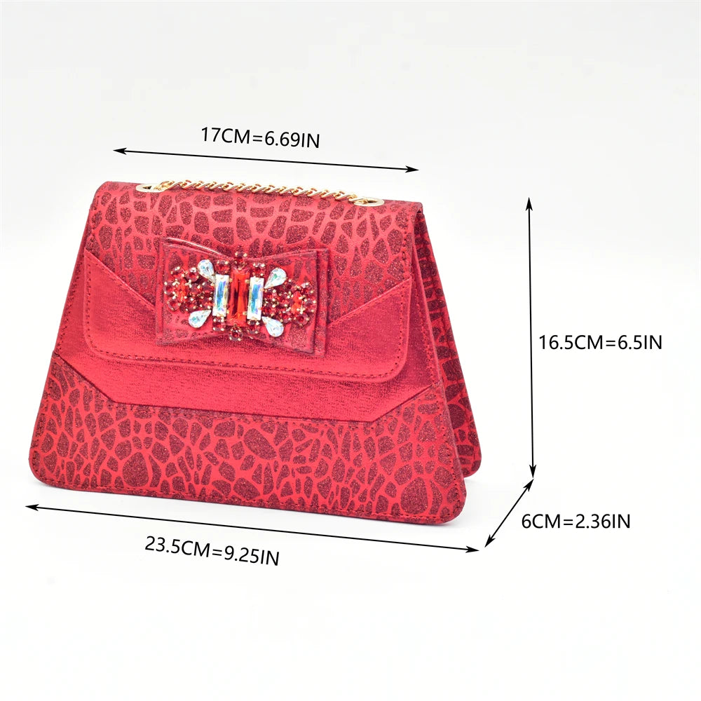 Nigerian Shoes and Bags To Match Shoe and Bag Set for Party in Women Italian Wedding Rhinestones Elegant Peep Toe Sandals