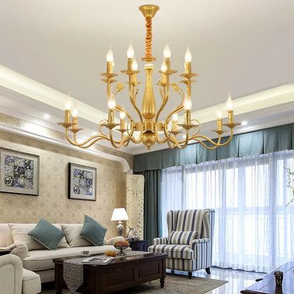 2022 modern black/gold wrought iron candle light retro Europe and America 6 12 16 lights chandelier dining room chandelier