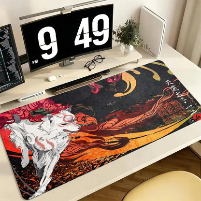 Pro E-Sports XXL Gaming Mousepad Extra Large Non-Slip Stitched Edge Keyboard Laptop Desk Mat For PC Gamer Cartoon Okami
