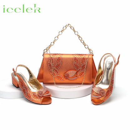 New Arrival Purple Color Women Peep Toe Sandals Shoes Matching bag Set For Mature Offices Ladies in Dress