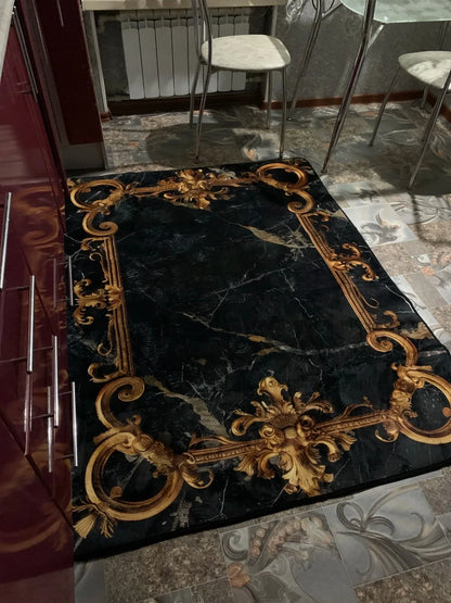 Europe and America Luxury Rugs for Living Room Decoration Home Golden Parlor Large Carpet Non-slip Bedroom Mat Washable Soft Rug