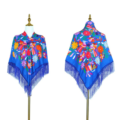 New Daisy Twill Print Square Scarf Elegant Tassel Shawl Warm Dustproof Multifunctional Women Wrap