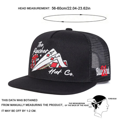 Unisex Poker Embroidery Hip-hop Net Hats Spring Summer Outdoor Adjustable Casual Baseball Caps Trucker Caps Sunscreen Hat