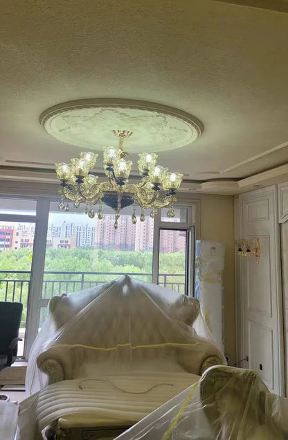 French Luxury Crystals Chandelier Living Room Bedroom Lamps Atmosphere Minimalist Ceramic Bedroom Crystal Lamp Villa Light Stair