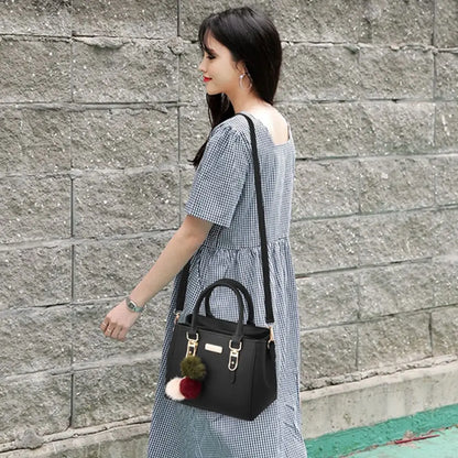 Simple Fashion Shoulder Bags PU Leather Solid Color Embossed Crossbody Bag Large Capacity with Pendant Female Messenger Bag