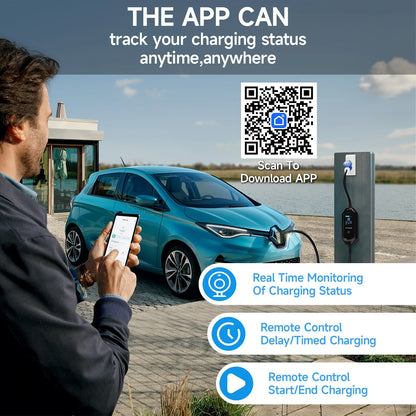 AFYEEV 32A 7.2KW Portable EV Charger Type2 Type1 Electric Vehicle Charger GB/T EVSE Charging Cable Wi-Fi Bluetooth APP Control
