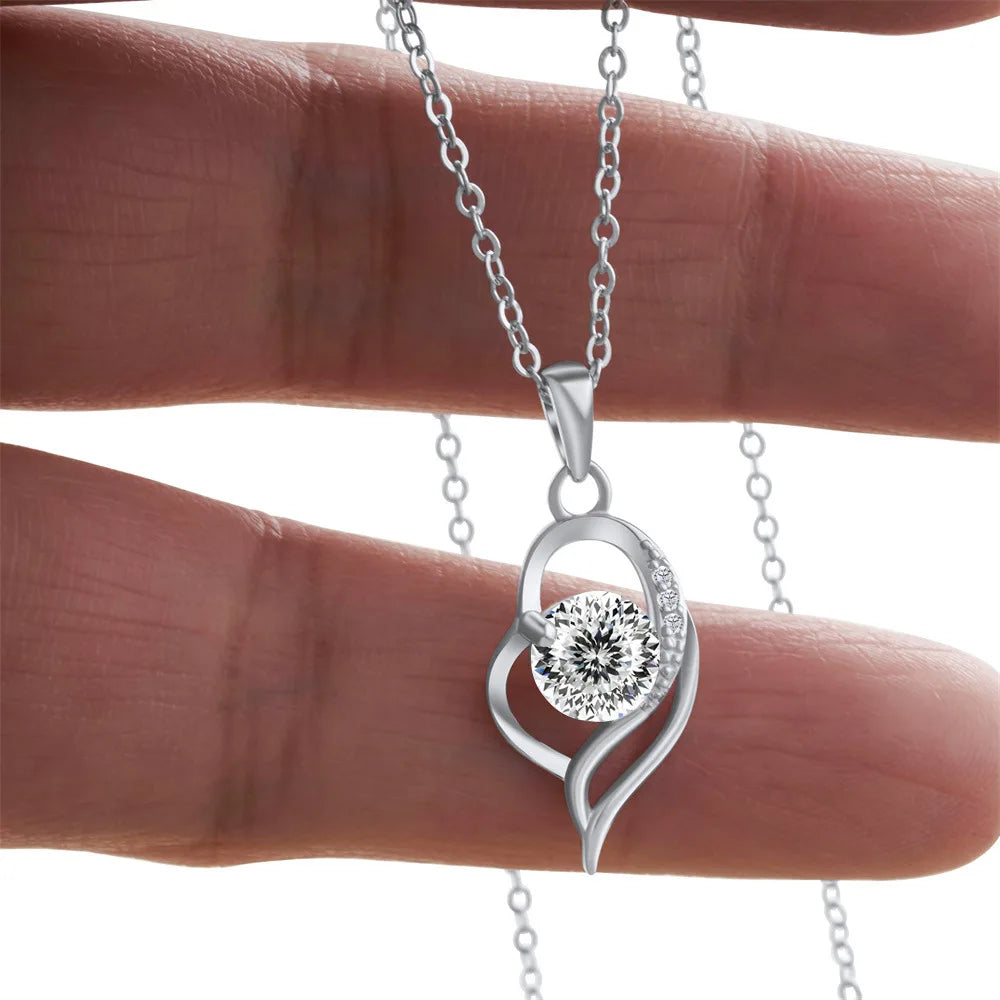 Butterflykiss 925 Sterling Silver Open Heart Pendant Necklace D VVS1 Round Cut Moissanite Love Charm Necklace For Women