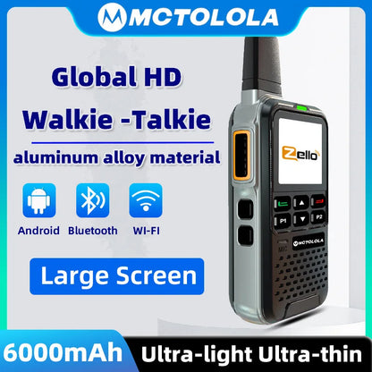 MOTOLOLA 4G Zello Walkie Talkie Android 8.1 System Aluminum Alloy Shell Ultra-Thin Body Wireless Intercom Radio Wi-Fi Bluetooth