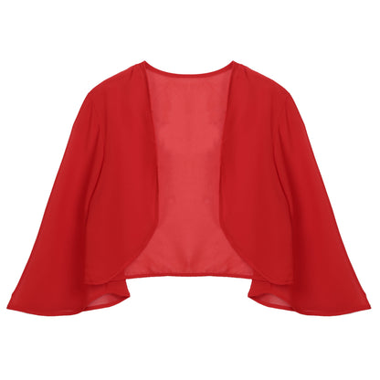 Womens 3/4 Sleeve Chiffon Cardigan Bolero Jacket Summer Elegant Wedding Party Bridal Dress Cover Ups Wraps Shawls Shrug