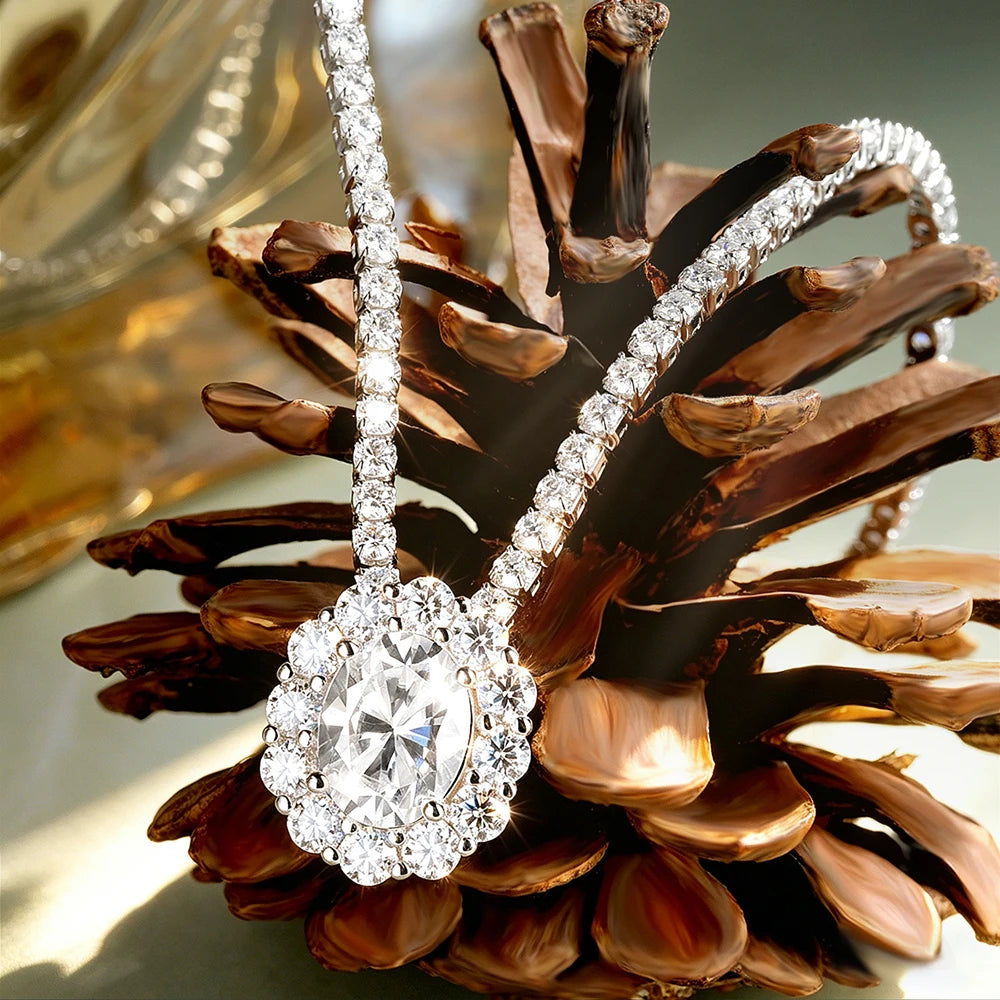 HORRIPAL D VVS1 All Moissanite Necklace for Women S925 Sterling Silver GRA Certified A Set Elegant Luxury Wedding Fine Jewelry
