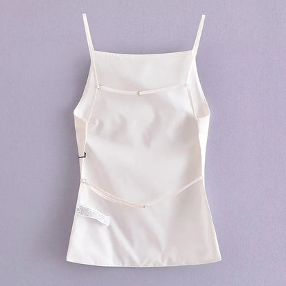 HXAO Women Top 2024 Lace Up Backless Camisole Top Women Cheap clothes Sexy Fashion Tanks & Camis Crop top Women White Black top