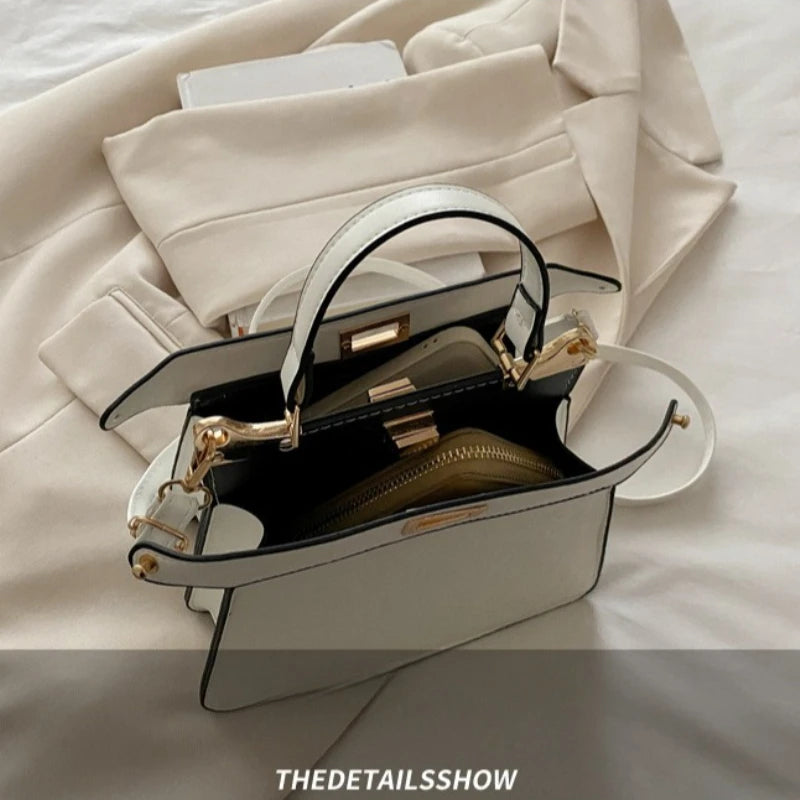 Fashion Embossed Top Handle Bags for Women,Metal Turn Lock Handbag, Adjustable Crossbody Strap,versatile Purse for Daily Outings