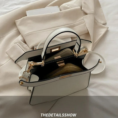 Fashion Embossed Top Handle Bags for Women,Metal Turn Lock Handbag, Adjustable Crossbody Strap,versatile Purse for Daily Outings