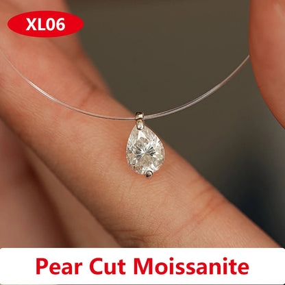 Moissanite Transparent Fishing Line for Women Mermaid Tears Necklace Creative Women's Moissanite Diamond Clavicle Chain