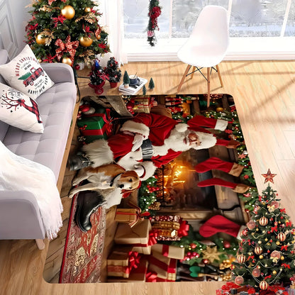 VIKAMA Santa Claus-Themed Christmas Decorative Carpet Rug For Bedroom Carpet For Live Room Large Area Rugs for Living Room Home
