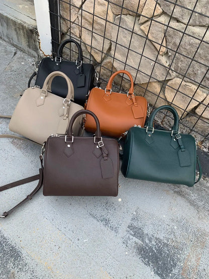 Genuine Grade Leather Women's Shoulder Crossbody Bag Luxury Designer Brand Female Handbag Fashion Soft Cowhide Ladies Boston Bag