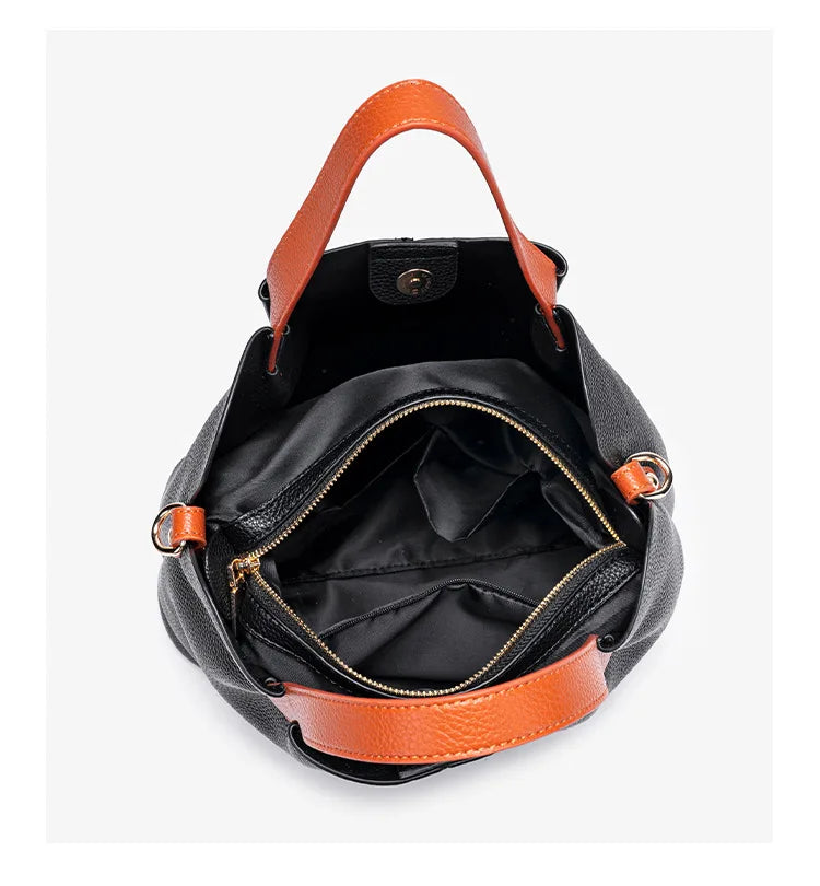 Women's Bag Leather Luxury Designer Shoulder Bag Soft Handbags Large Capacity Crossbody Bags Blue Black Khaki